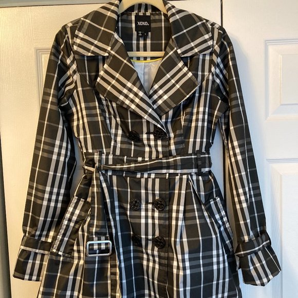 XOXO Lightweight Plaid Raincoat Size M - Picture 1 of 3